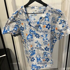 Disney Stitch “hangry” unisex medium scrubtop